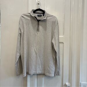 RL Chaps Woodland Men’s Quarter Zip Brown Gray Sweater Size XL 100% Cotton